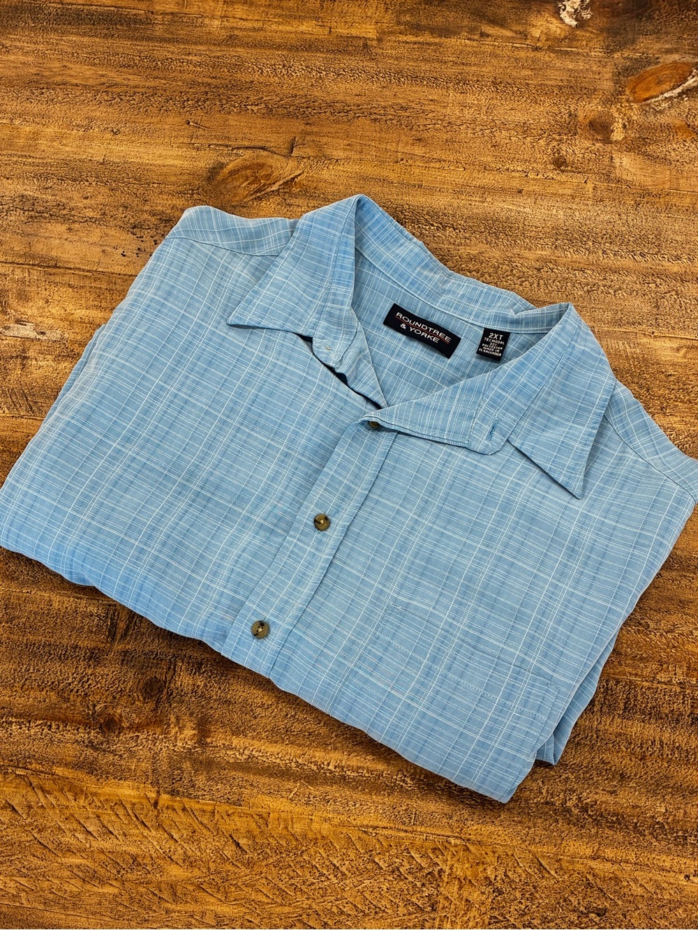 Roundtree & Yorke Light Blue Short-Sleeve Button-Up Shirt